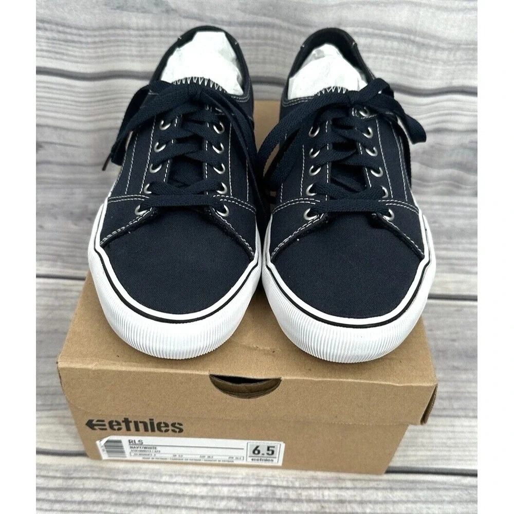 ETNIES RLS CANVAS SKATE SHOES Women's Size 6.5 NAVY BLUE  NEW IN BOX!!‎